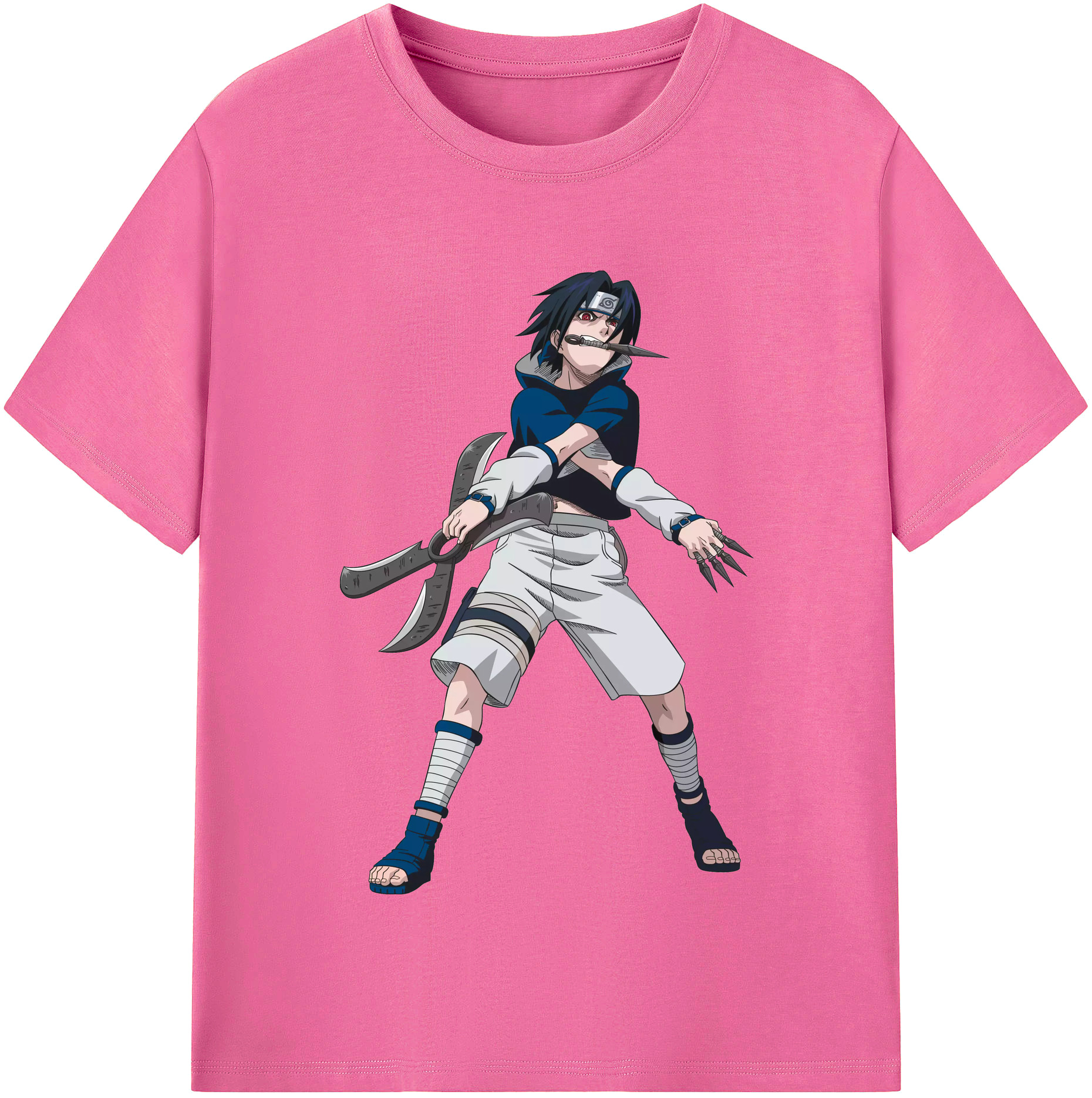 （画像用） NARUTO -ナルト- うちは サスケ Uchiha Sasuke レディースカジュアルプリントTシャツ（綿100％）